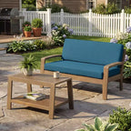 Christopher Knight Home Jela Übergangs-2-teiliges Terrassen-Set aus Akazienholz-Liegesofa und Couchtisch mit Kissen