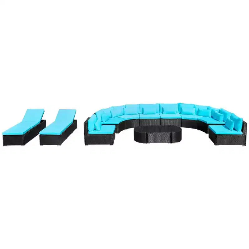 vidaXL Gartensofa Schwarz und Tropikblau
