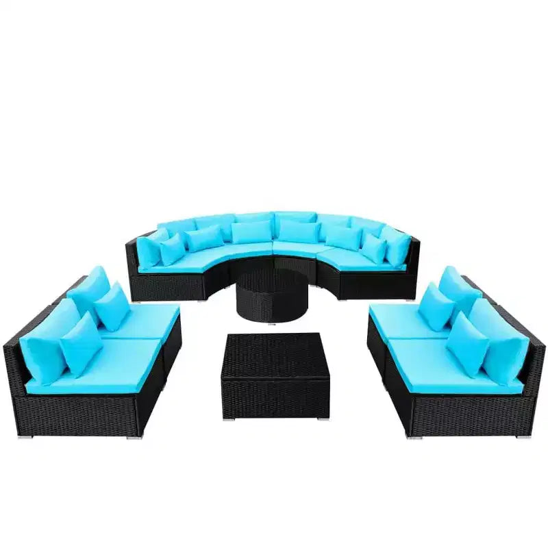 vidaXL Gartensofa Schwarz und Tropikblau