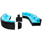 vidaXL Gartensofa Schwarz und Tropikblau