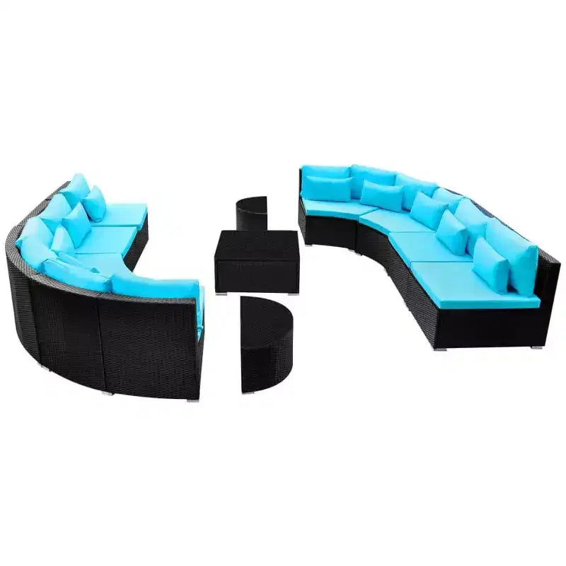 vidaXL Gartensofa Schwarz und Tropikblau