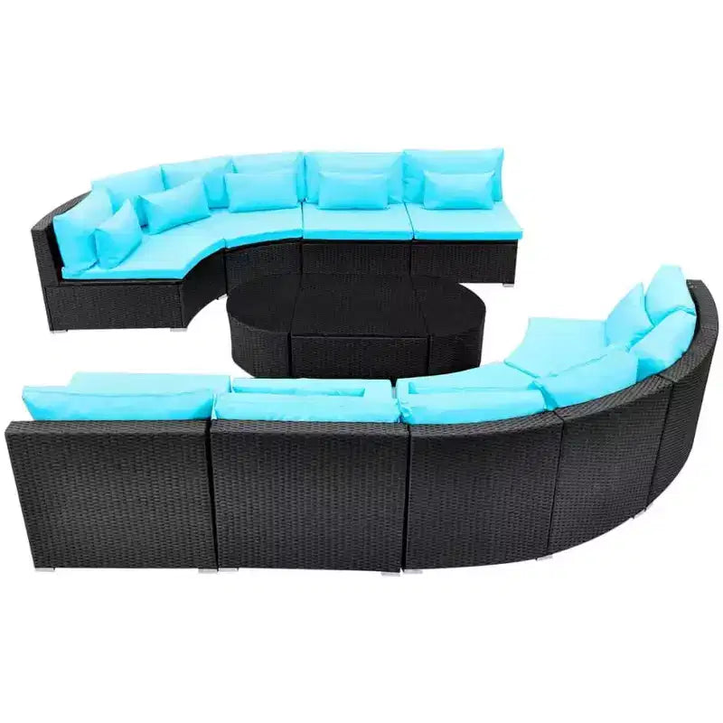 vidaXL Gartensofa Schwarz und Tropikblau
