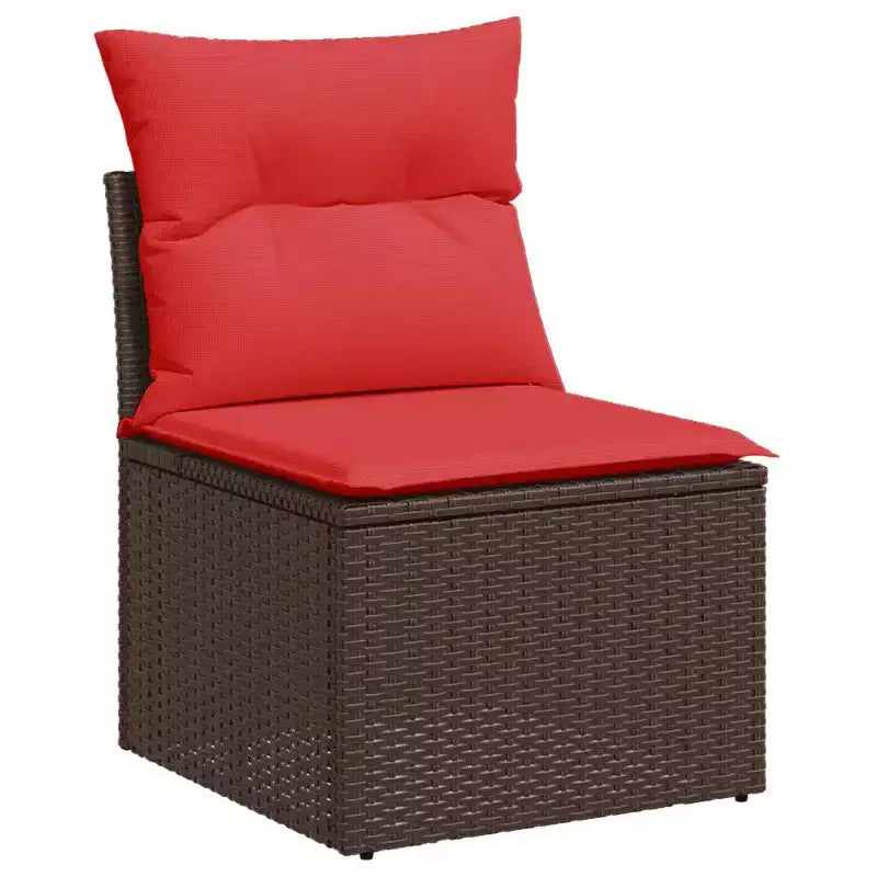 vidaXL Garten-Sofa-Set mit Kissen, modulares Outdoor-Sofa, 9-teilig, Polyrattan