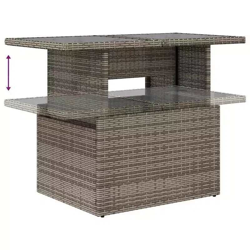 vidaXL Garten-Sofa-Set mit Kissen, modulares Outdoor-Sofa, 9-teilig, Polyrattan
