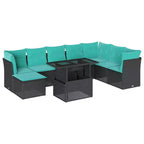 vidaXL Patio Sofa Set with Cushions Modular Outdoor Seating 9 Piece Poly Rattan