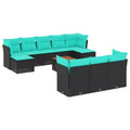 vidaXL 11 Piece Patio Sofa Set with Cushions Black Poly Rattan