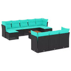 vidaXL 11 Piece Patio Sofa Set with Cushions Black Poly Rattan