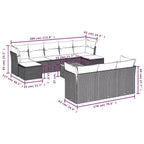 vidaXL 11-teiliges Garten-Sofa-Set mit Kissen Schwarz Polyrattan