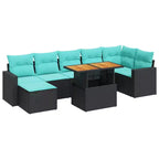 vidaXL 8 Piece Patio Sofa Set with Cushions Gray Poly Rattan Acacia