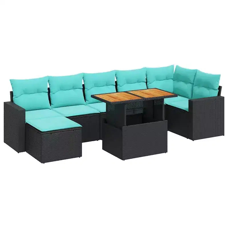 vidaXL 8 Piece Patio Sofa Set with Cushions Gray Poly Rattan Acacia