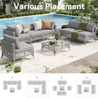 Mondawe 7-teiliges Gartenmöbel-Set aus Vintage-Grau-Rattan mit Kissen und Couchtisch