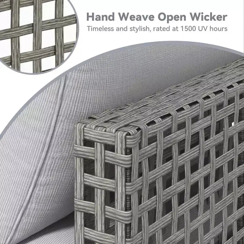 Mondawe 7-teiliges Gartenmöbel-Set aus Vintage-Grau-Rattan mit Kissen und Couchtisch