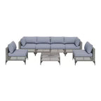 Mondawe 7-teiliges Gartenmöbel-Set aus Vintage-Grau-Rattan mit Kissen und Couchtisch