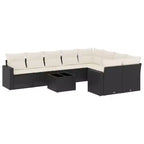 vidaXL Garden Sofa Set Black PE rattan Large UV-resistant materials