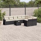 vidaXL Garten-Sofa-Set Schwarz PE Rattan Groß UV-beständige Materialien