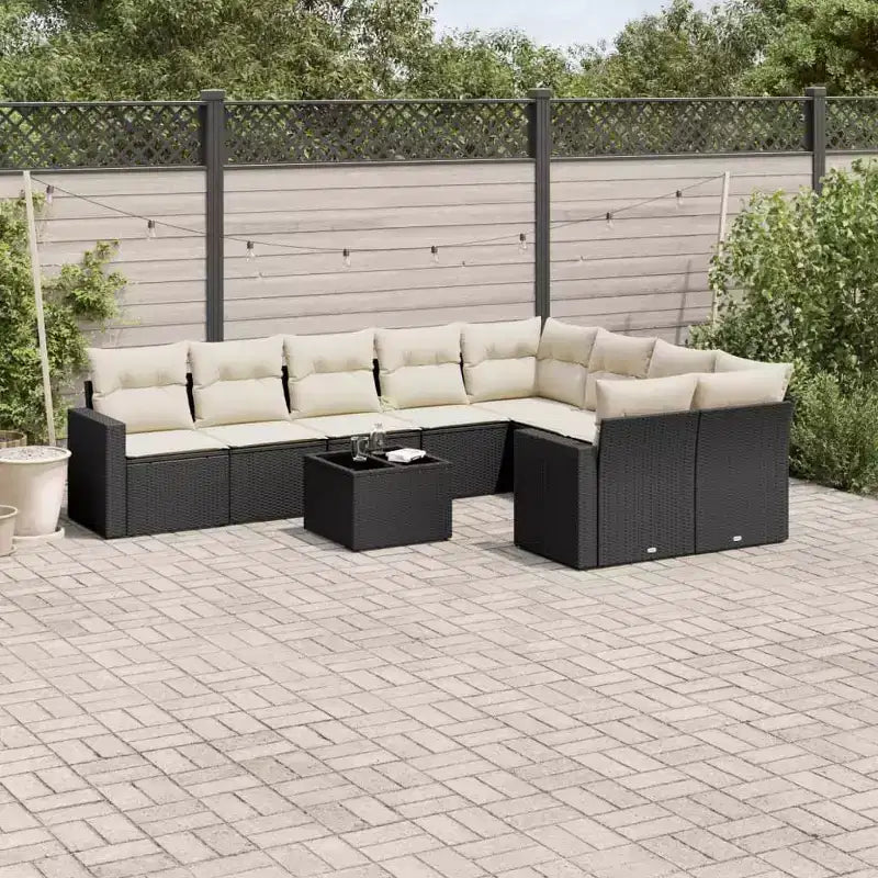 vidaXL Garten-Sofa-Set Schwarz PE Rattan Groß UV-beständige Materialien