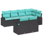 vidaXL Garden Sofa Set 7 pcs - Black and Turquoise