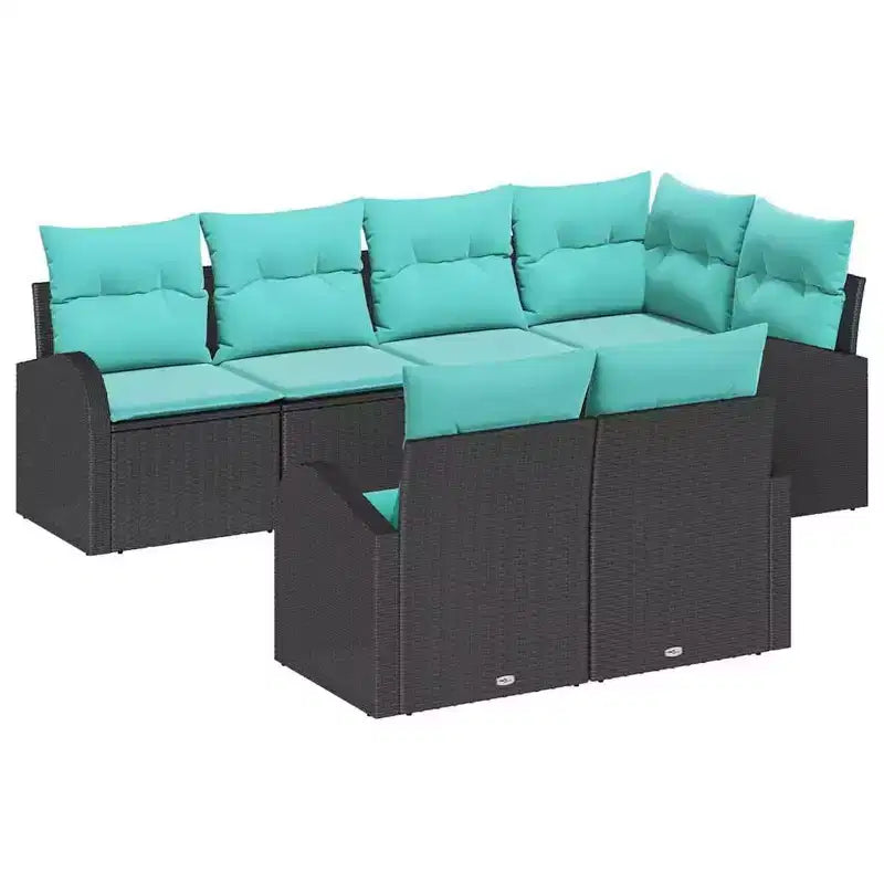 vidaXL Garden Sofa Set 7 pcs - Black and Turquoise