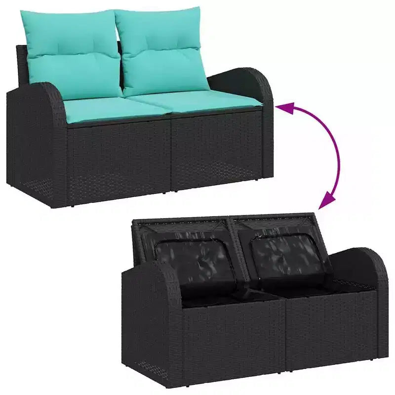 vidaXL Gartensitzgruppe 7-teilig - Schwarz und Türkis
