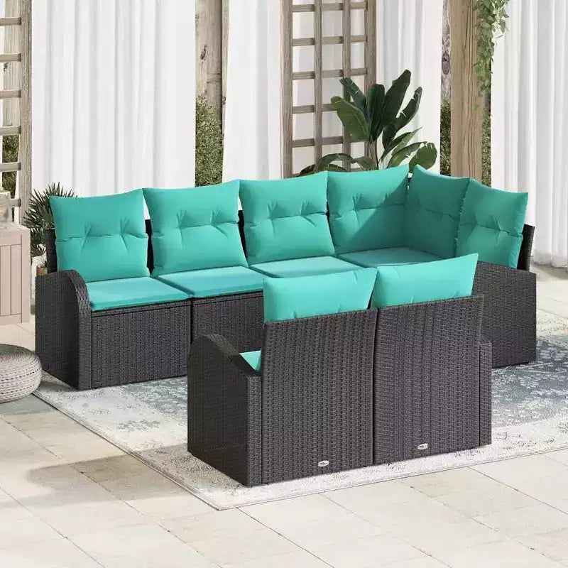 vidaXL Gartensitzgruppe 7-teilig - Schwarz und Türkis
