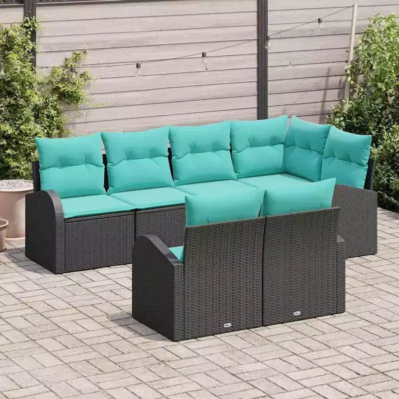 vidaXL Gartensitzgruppe 7-teilig - Schwarz und Türkis