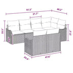 vidaXL Garten-Sofa-Set mit Kissen 7-teilig Polyrattan Schwarz - Schwarz und Türkis