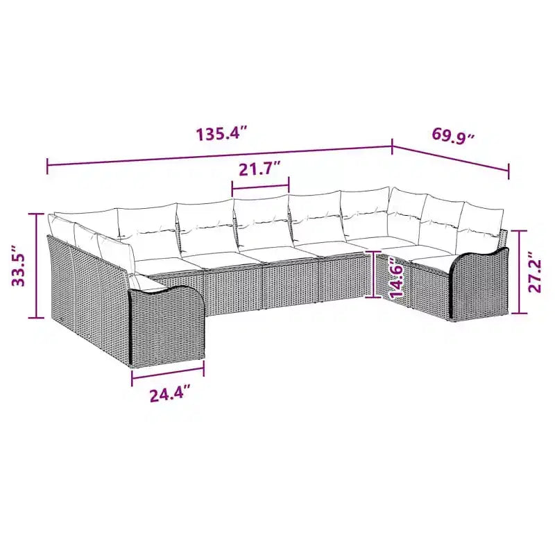 vidaXL Gartensitzgruppe 10-teilig Polyrattan Schwarz und Türkis - Schwarz und Türkis ohne Tisch