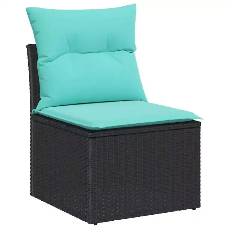 vidaXL Gartensitzgruppe 10-teilig Polyrattan Schwarz und Türkis - Schwarz und Türkis ohne Tisch