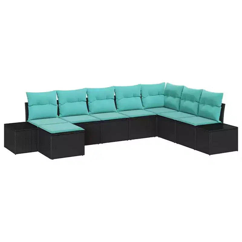 vidaXL Garden Sofa Set 8 pcs Black and turquoise 319 x 209 x 85 cm - Black and turquoise without table