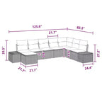 vidaXL Garten-Sofa-Garnitur 8-teilig Schwarz und Türkis 319 x 209 x 85 cm - Schwarz und Türkis ohne Tisch