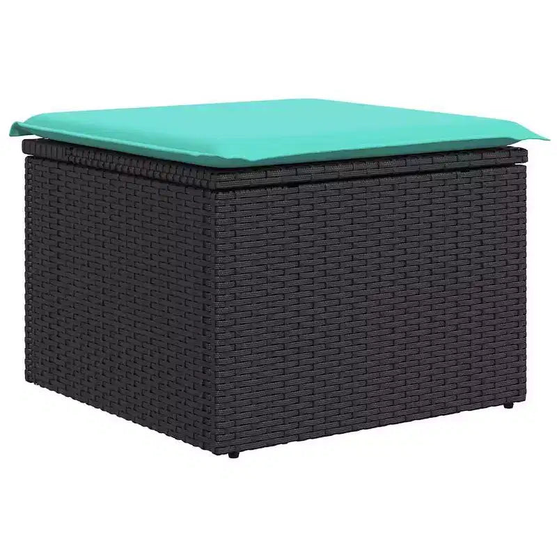 vidaXL Garten-Sofa-Garnitur 8-teilig Schwarz und Türkis 319 x 209 x 85 cm - Schwarz und Türkis ohne Tisch
