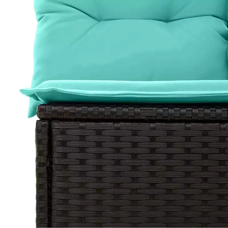 vidaXL Garten-Sitzgruppe mit Kissen 7-teilig Schwarz Polyrattan - Schwarz ohne Tisch Blau