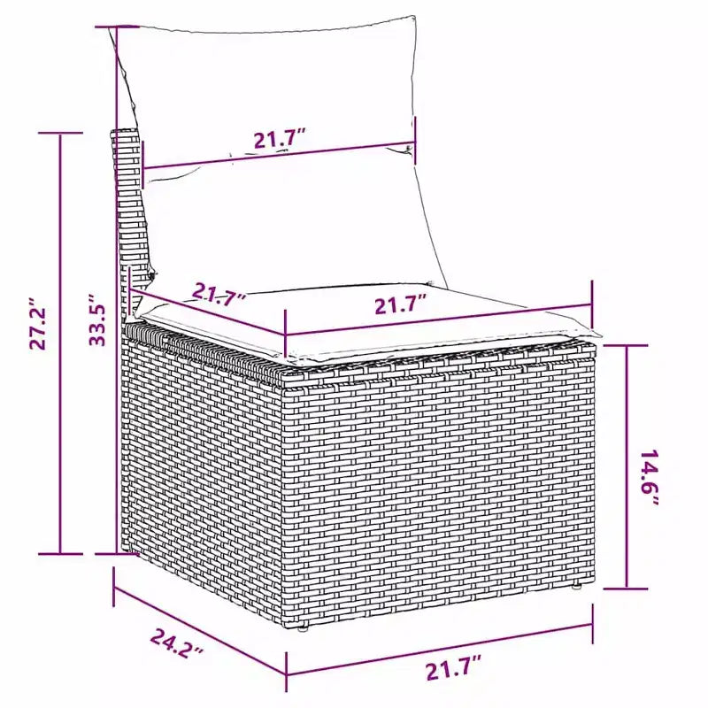 vidaXL Garten Sofagarnitur mit Kissen 10-tlg. Schwarz Polyrattan - Schwarz und Türkis ohne Tisch