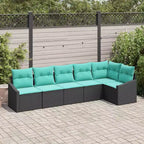 vidaXL Garten-Sofa-Garnitur mit Kissen 6-tlg. Schwarz und Türkis
