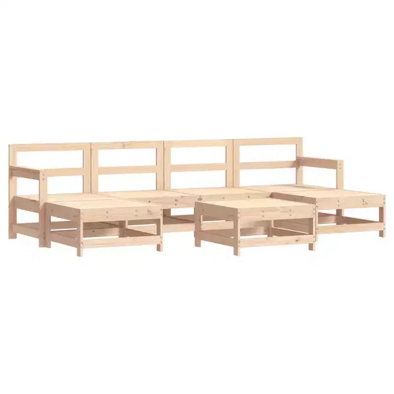 vidaXL Garten-Lounge-Set Beige Massives Kiefernholz 7-teiliges Set Modulsystem
