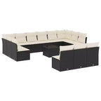 vidaXL 14 Piece Patio Sofa Set with Cushions Black Poly Rattan