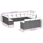 vidaXL 13-teiliges Loungeset mit Kissen Schwarz Polyrattan