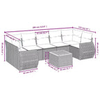 vidaXL 8-teiliges Gartensofa-Set mit Kissen Schwarz Polyrattan