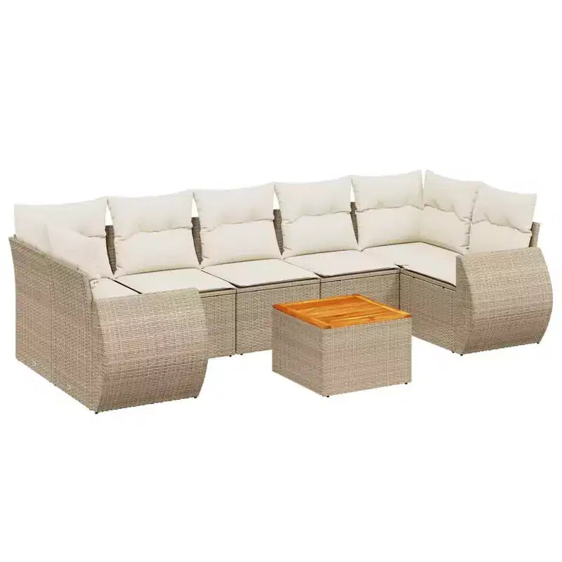 vidaXL 8-teiliges Gartensofa-Set mit Kissen Schwarz Polyrattan