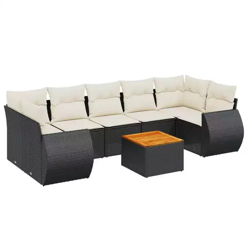 vidaXL 8 Piece Patio Sofa Set with Cushions Black Poly Rattan