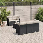 vidaXL 6-teiliges Loungesofa-Set mit Kissen Polyrattan - Schwarz und Creme