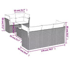 vidaXL 6-teiliges Loungesofa-Set mit Kissen Polyrattan - Schwarz und Creme