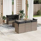vidaXL 6-teiliges Loungesofa-Set mit Kissen Polyrattan - Schwarz und Creme
