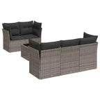 vidaXL 6 Piece Patio Sofa Set with Cushions Poly Rattan - Black and Cream