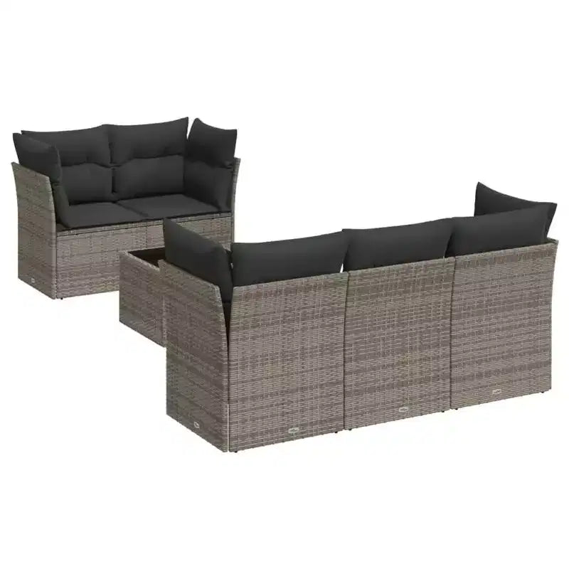 vidaXL 6 Piece Patio Sofa Set with Cushions Poly Rattan - Black and Cream