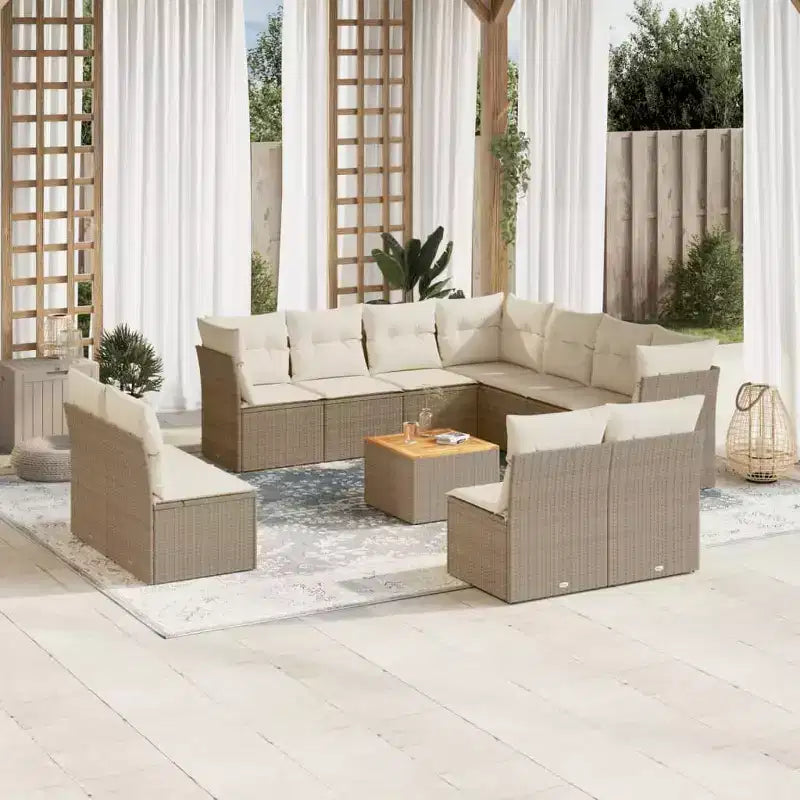 vidaXL Loungemöbel-Set mit Kissen Outdoor-Möbel 12-teilig Polyrattan