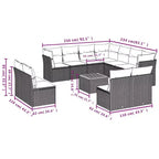 vidaXL Loungemöbel-Set mit Kissen Outdoor-Möbel 12-teilig Polyrattan