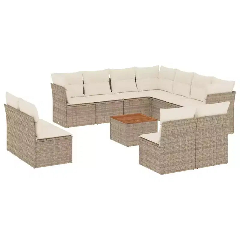 vidaXL Patio Sofa Set with Cushions Outdoor Furniture 12 Piece Poly Rattan