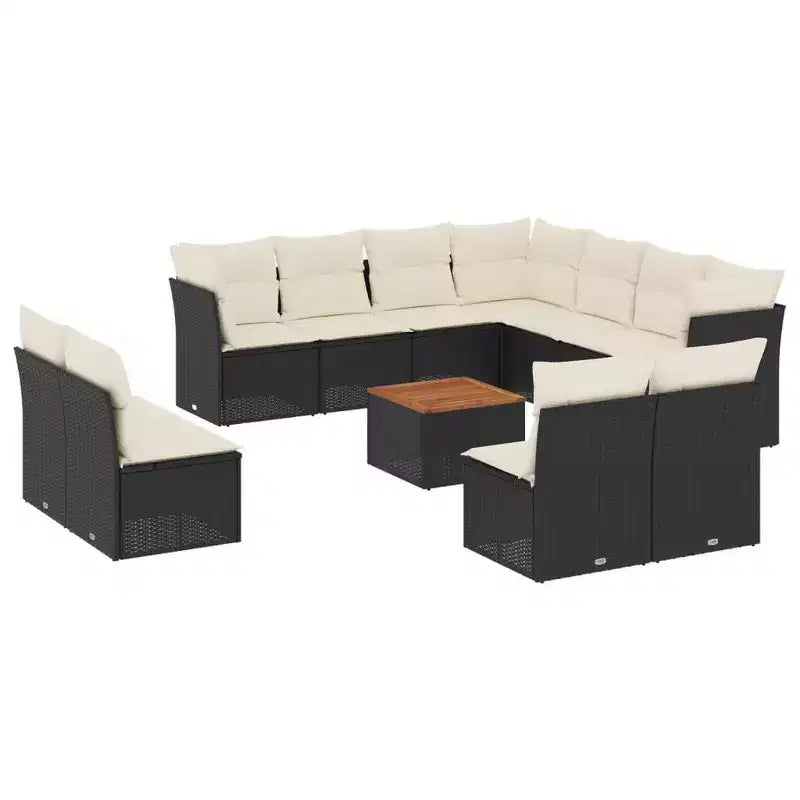 vidaXL Loungemöbel-Set mit Kissen Outdoor-Möbel 12-teilig Polyrattan