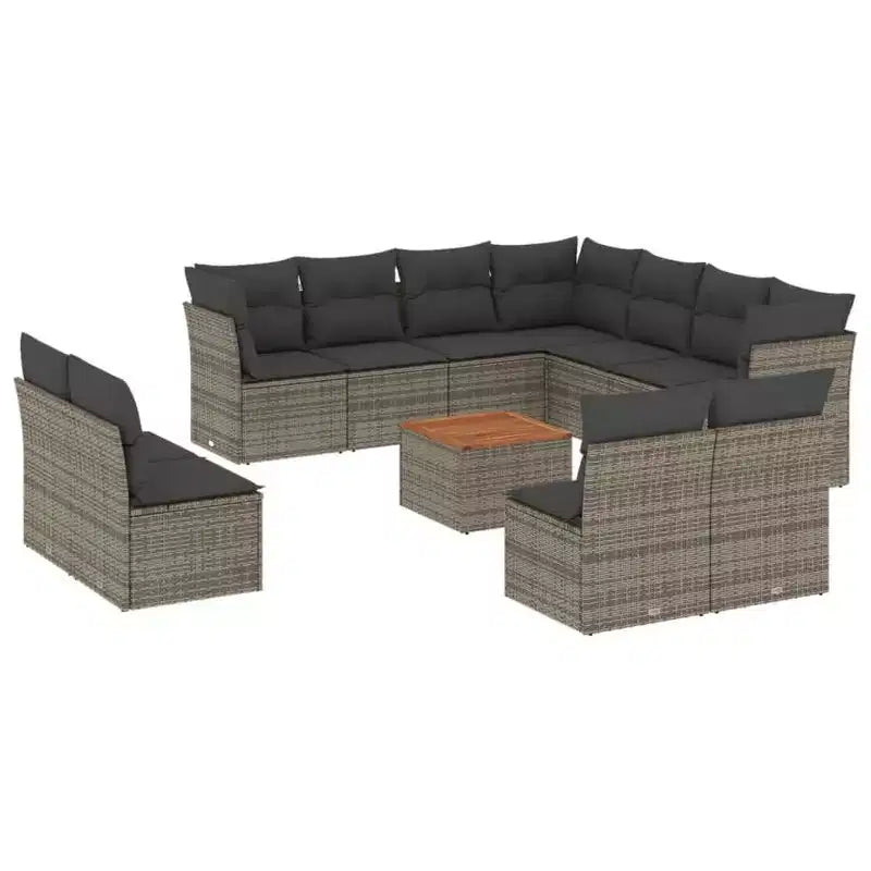 vidaXL Loungemöbel-Set mit Kissen Outdoor-Möbel 12-teilig Polyrattan